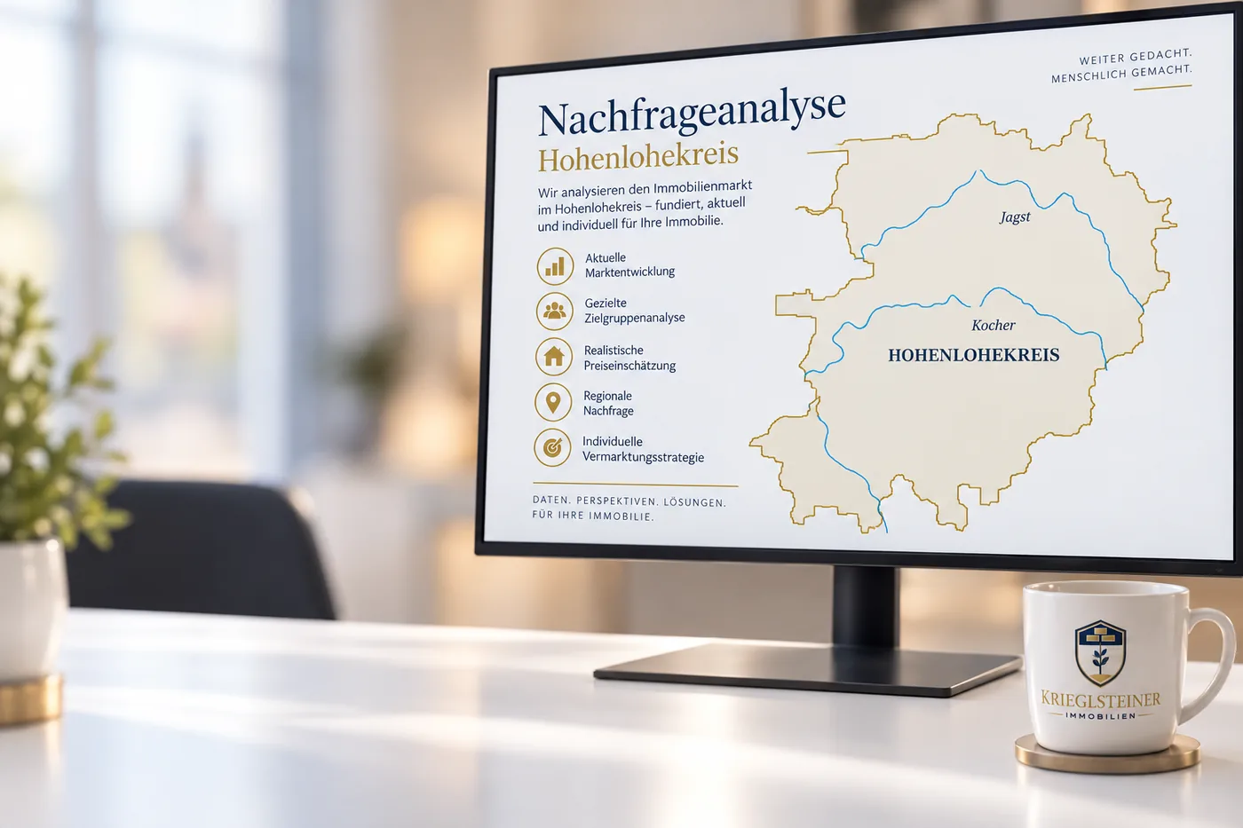 Bildschirm mit der Nachfrageanalyse für den Hohenlohekreis